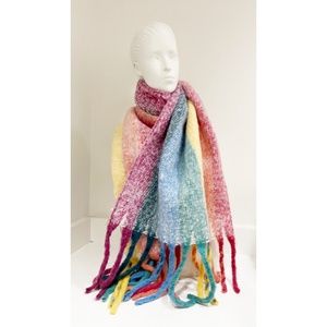 Rainbow Stripe Soft  Chunky Boucle Pride Scarf : Fall / Winter : New Never Worn